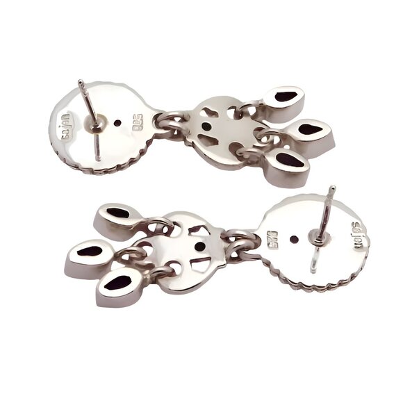 Sajen Sterling Silver Druzy Aquamarine Amethyst & Tanzanite Dangle Drop Earrings - Picture 5 of 9